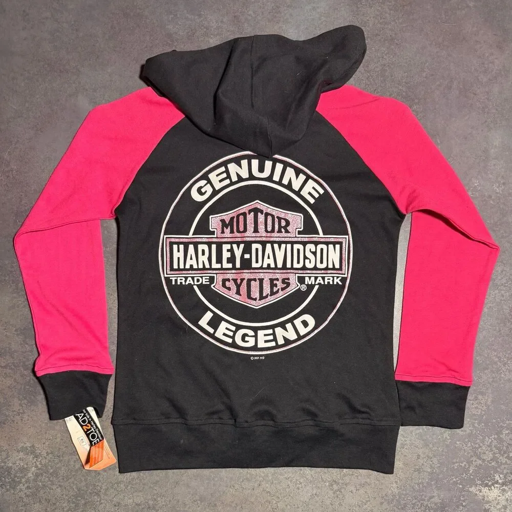 Harley-Davidson | Genuine Legend Hoodie | Pink Black | Girls 7/8